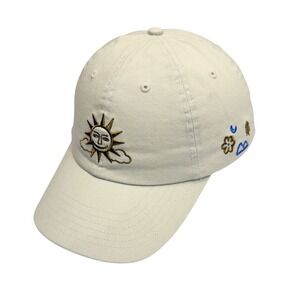 Sun Embroidered Parks Project Strap Back Hat Cap Beige Nature Outdoor Cotton